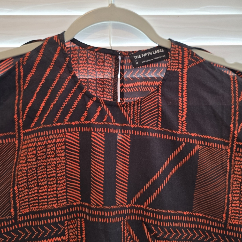 The Fifth Label - Romper Medium with Bold Dark Blue & Orange‎ Geometric Pattern